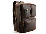 Men's Genuine Leather Large Backpack Hiking 16' Laptop Messenger Bag Heavy Duty